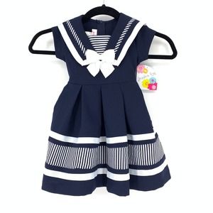 Navy and White Striped Kids Dress